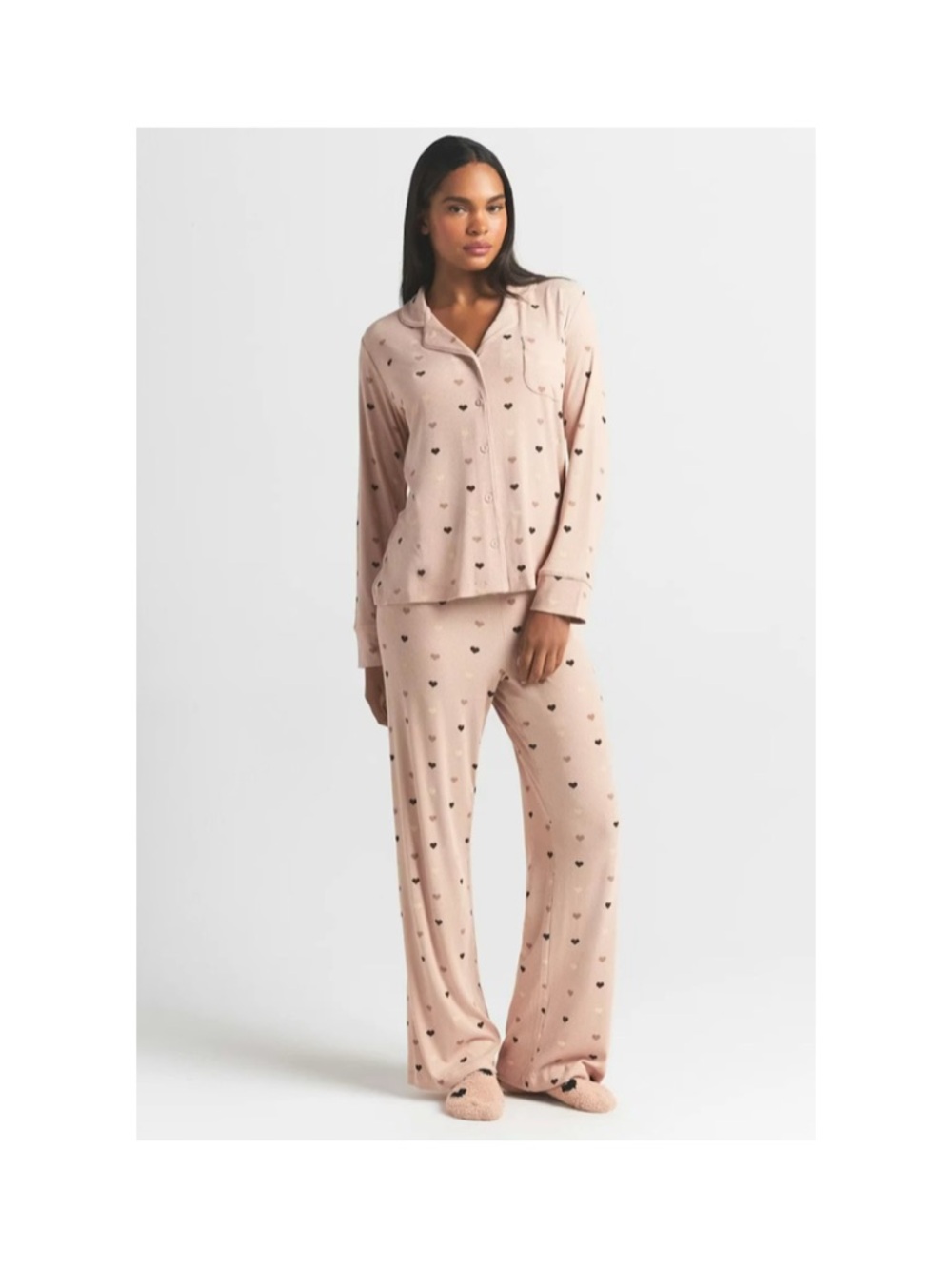 SKIMS Mica Mini Heart Blush Button Ribbed Quiet Luxury Pajama Set Plus Size 2X